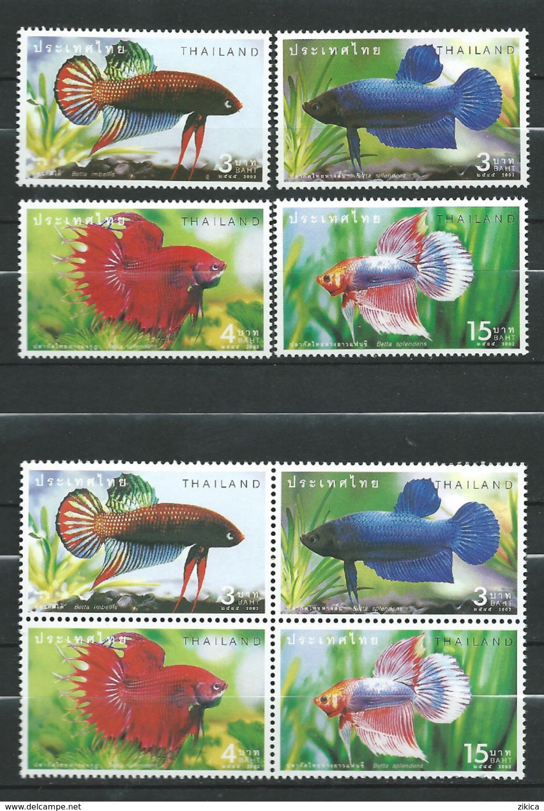 Thailand 2002 Fighting Fish - Betta Imbellis.S/S And Stamps.MNH - Thaïlande