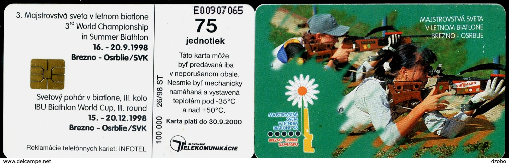 014-SLOVAKIA Telephone Card-chip 3rd World Championship In Summer Biathlon 100.000 Pcs 75 Units (A104) 1998 - Sport