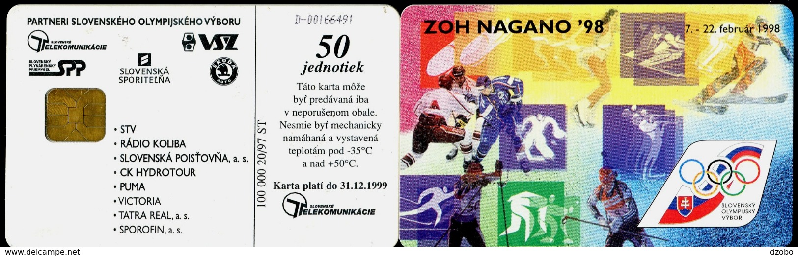 018-SLOVAKIA Telephone Card-chip The Olympic Winter Games Nagano ´98 100.000 Pcs 50 Units (A77) 1997 - Juegos Olímpicos