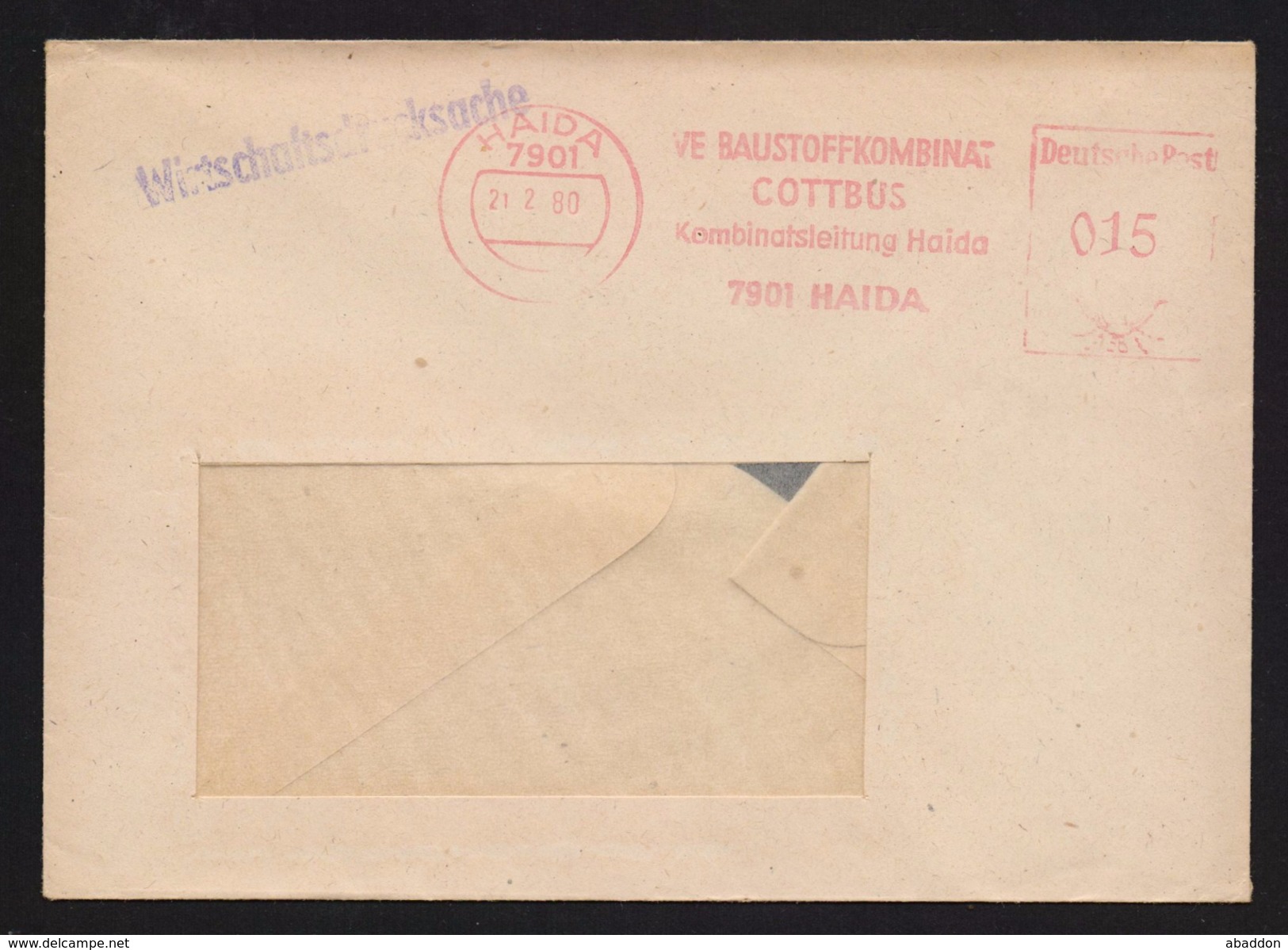 DDR AFS - VE Baustoffkombinat Cottbus, HAIDA 21.2.80 - Maschinenstempel (EMA)