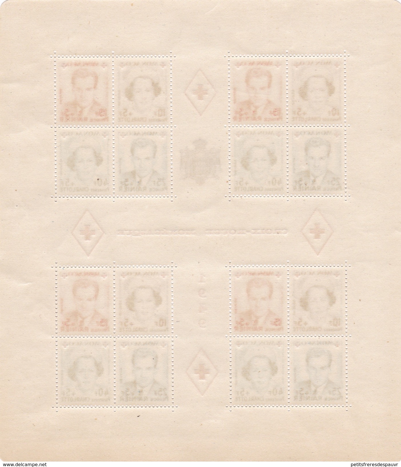 MONACO - Bloc CROIX-ROUGE Monégasque 1949 - Yvert 3A** MNH - Cote 480&euro; - Blocks & Sheetlets