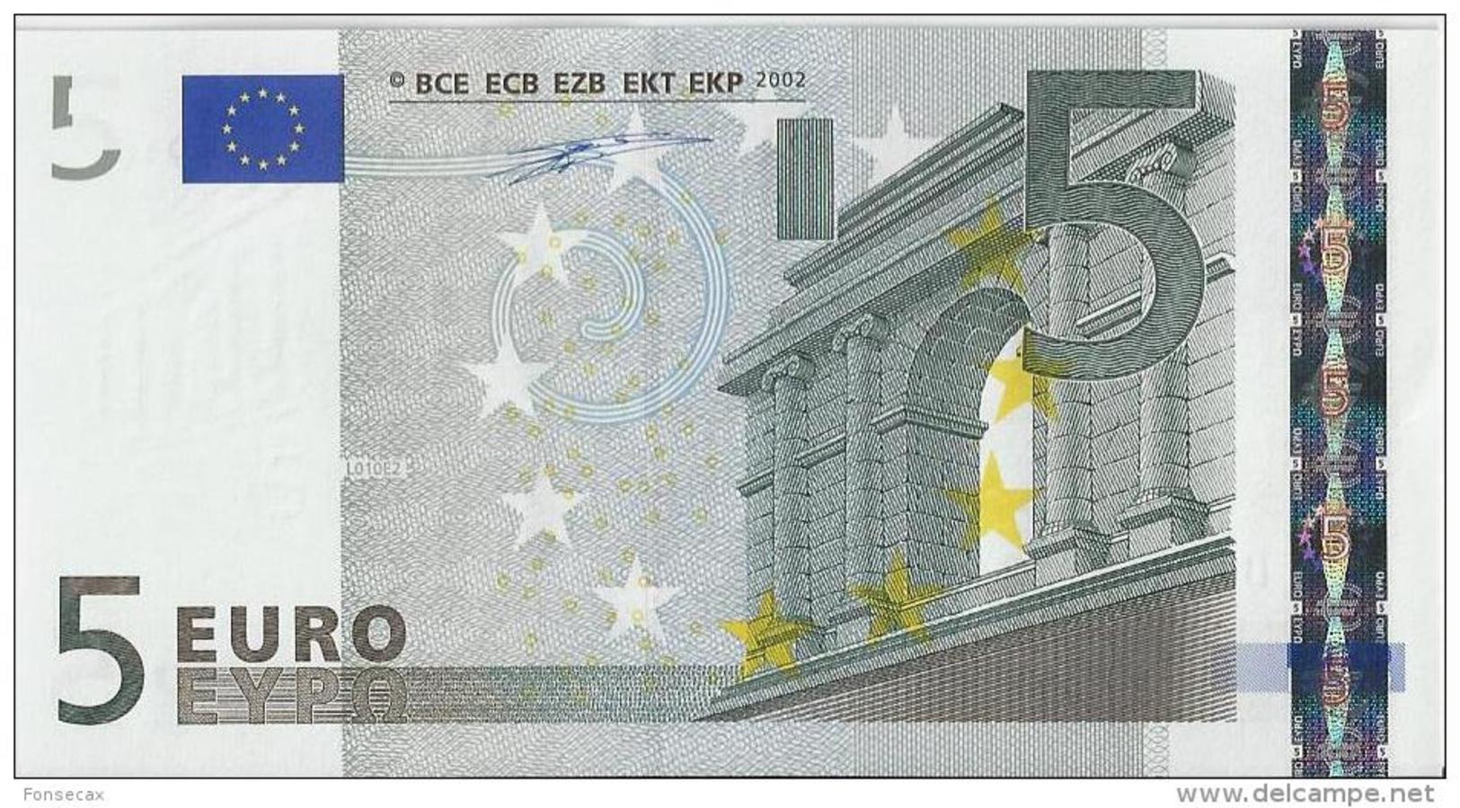 VF NOTA DE 5 EUROS DA FRANÇA L010 E2 UNC RARA ASSINATURA W.D. UNC - 5 Euro