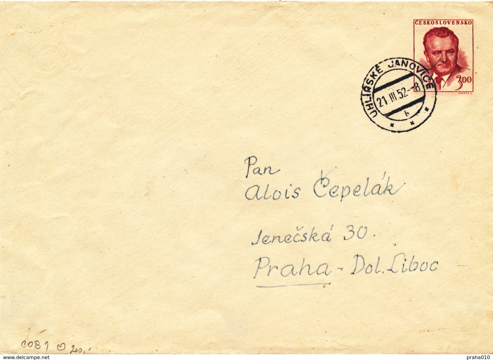 L3470 - Czechoslovakia (1952) Uhlirske Janovice (Postal Stationery: President Klement Gottwald (1896-1953)) - Buste
