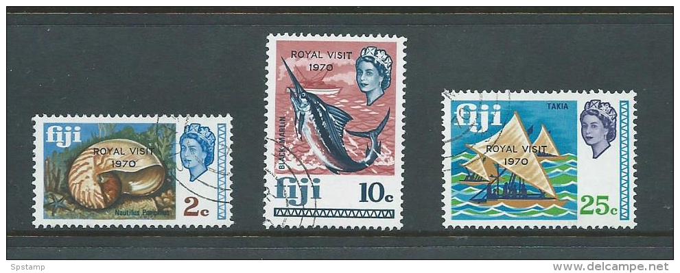 Fiji 1970 QEII Royal Visit Overprint Set 3 FU - Fiji (1970-...)