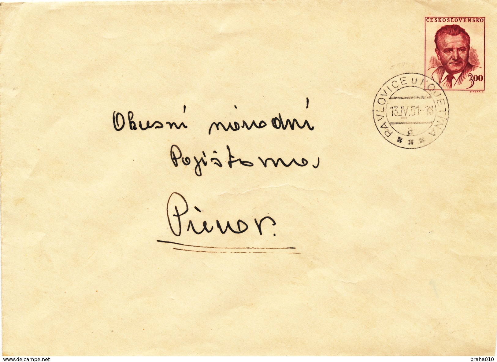 L3471 - Czechoslovakia (1951) Pavlovice U Kojetina (Postal Stationery: President Klement Gottwald (1896-1953)) - Omslagen