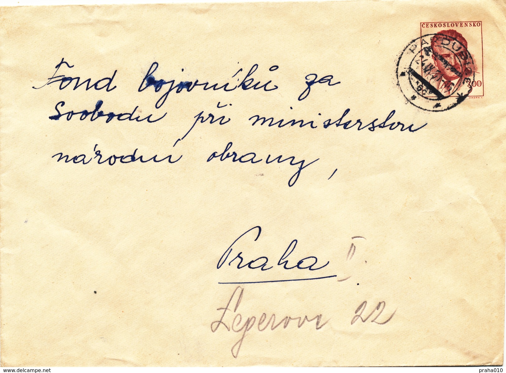 L3473 - Czechoslovakia (1951) Pardubice 1 (Postal Stationery: President Klement Gottwald (1896-1953)) - Enveloppes