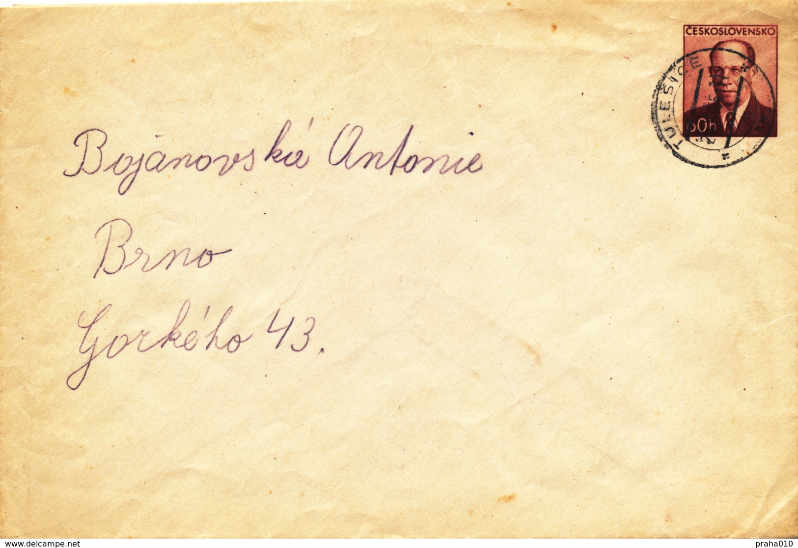 L3475 - Czechoslovakia (1955) Tulesice (Postal Stationery: President Antonin Zapotocky (1884-1957)) - Buste