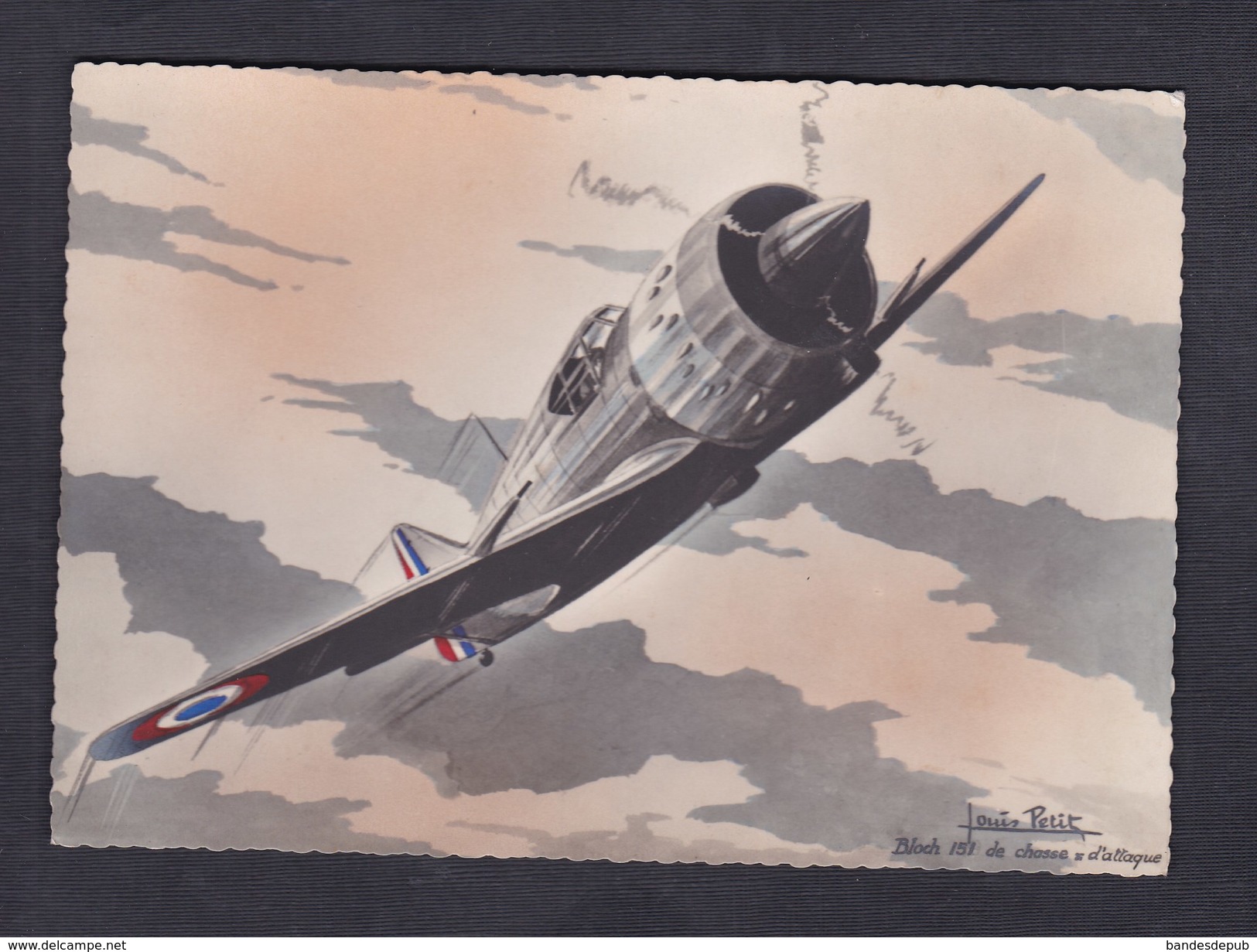 Prix Fixe CPSM Aviation Illustrateur Louis Petit Avion Bloch 151 De Chasse Et D' Attaque France - 1939-1945: 2ème Guerre