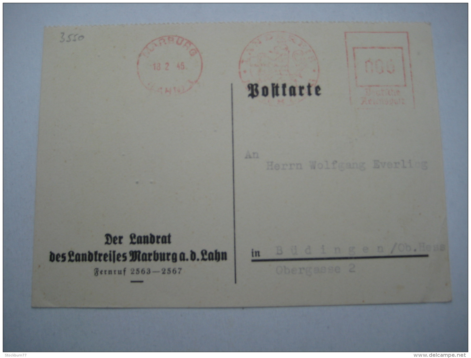 Firmen Freistempel , Meterstempel Auf Beleg Aus   1946   , Marburg (Lahn) - Sonstige & Ohne Zuordnung