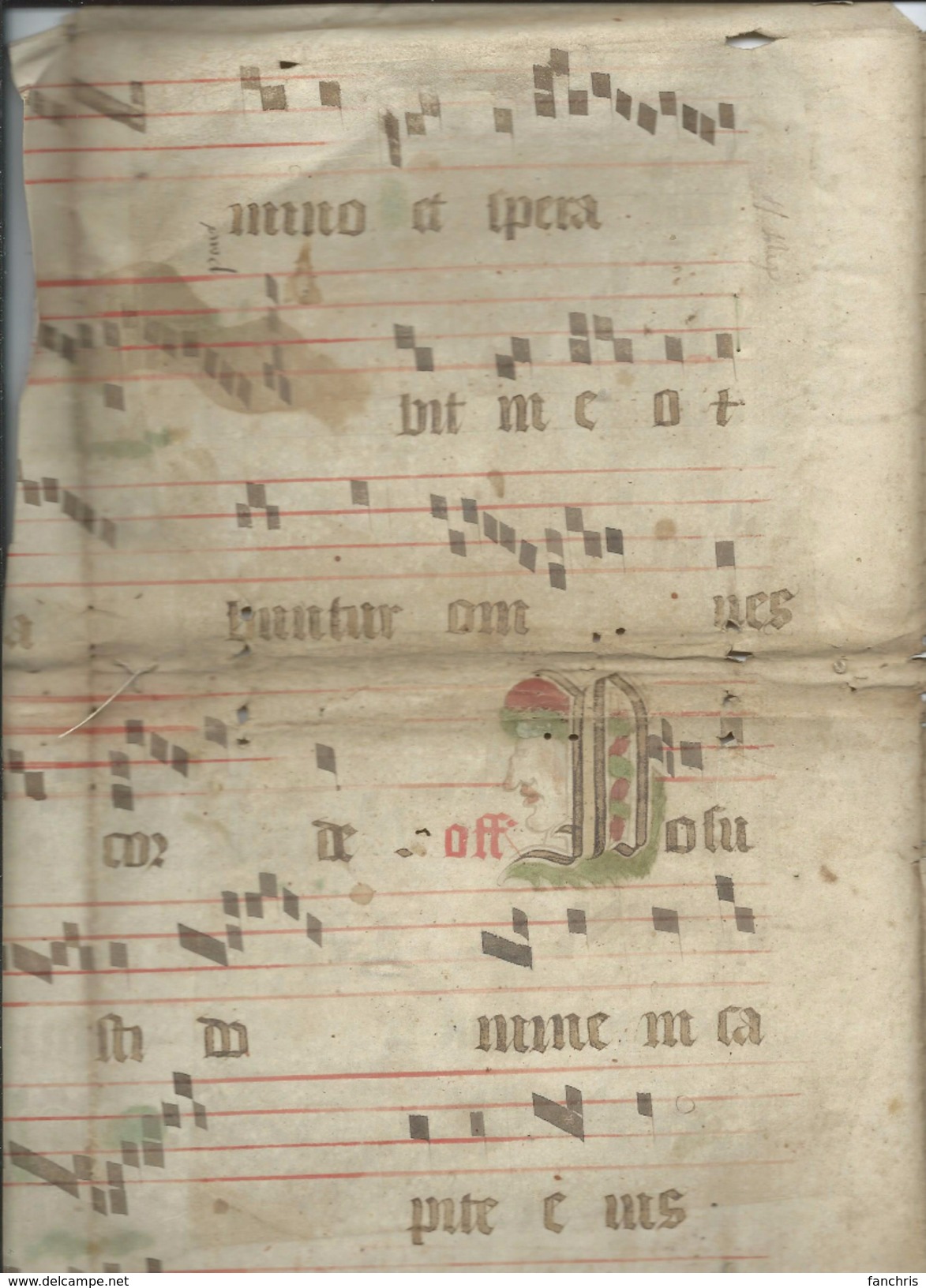 Page D'antiphonaire Utilisé Comme Couverture De Livre-(visages Dans Les Maguscules)-utilisé Pour Un Livert 1602-1612 - Manuscrits