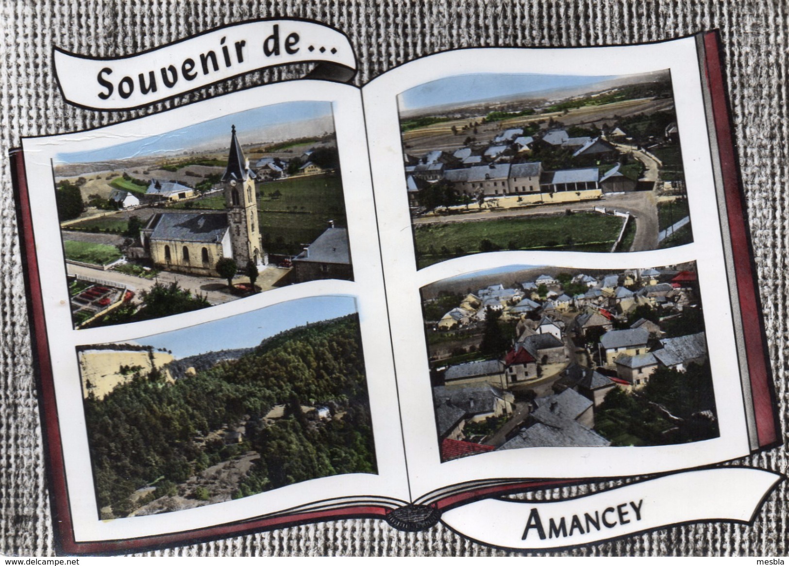 CPSM  - Souvenir De AMANCEY  (25)  L' Eglise - Les Ecoles -  Le Val De Norvaux - Autres & Non Classés