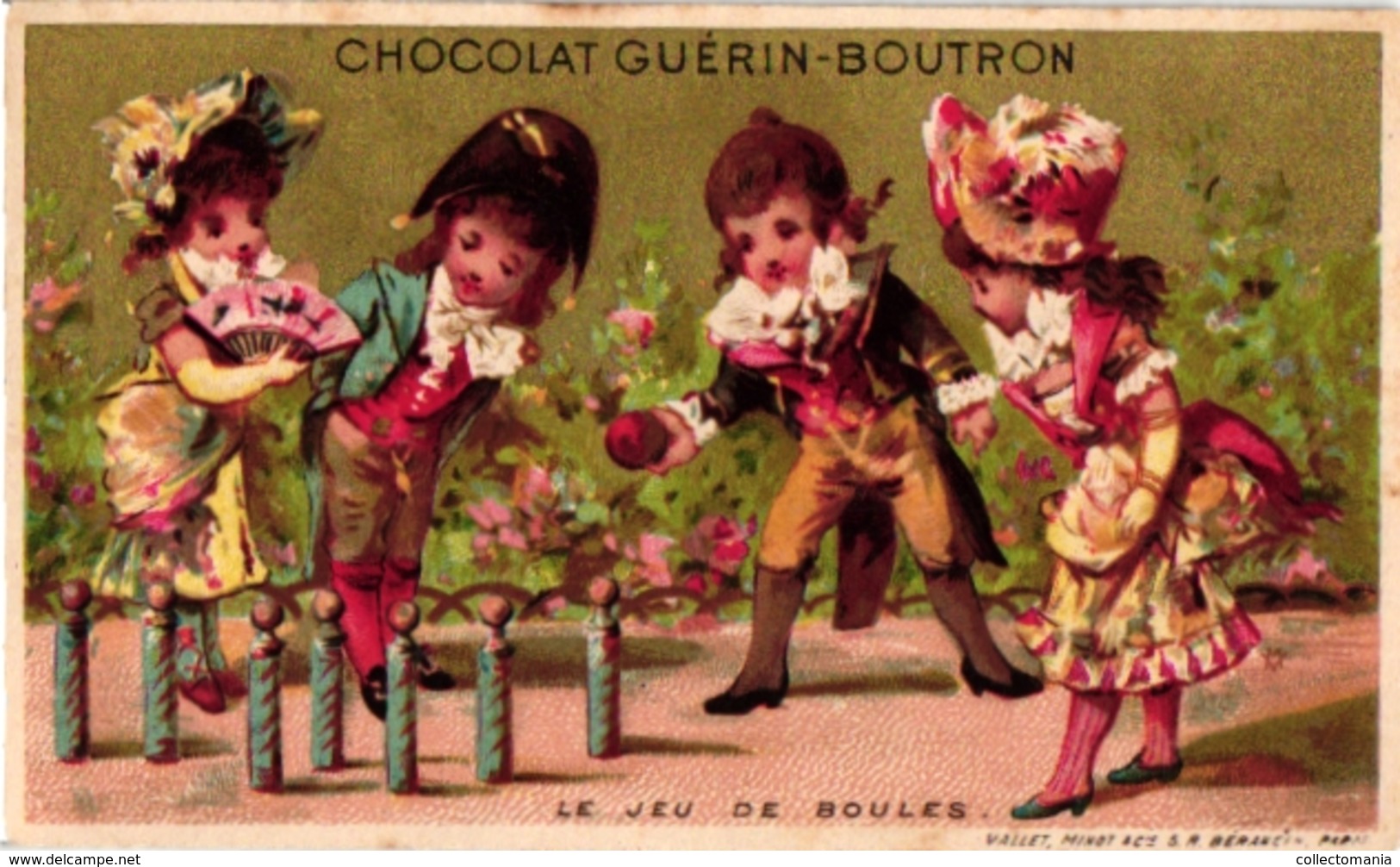 2 Cards C1900 Pub Chocolat GUERIN BOUTRON Imp Vallet &Minot  HEROLD   BOWLING  Jeu De Boules  Litho Sport - Guerin Boutron