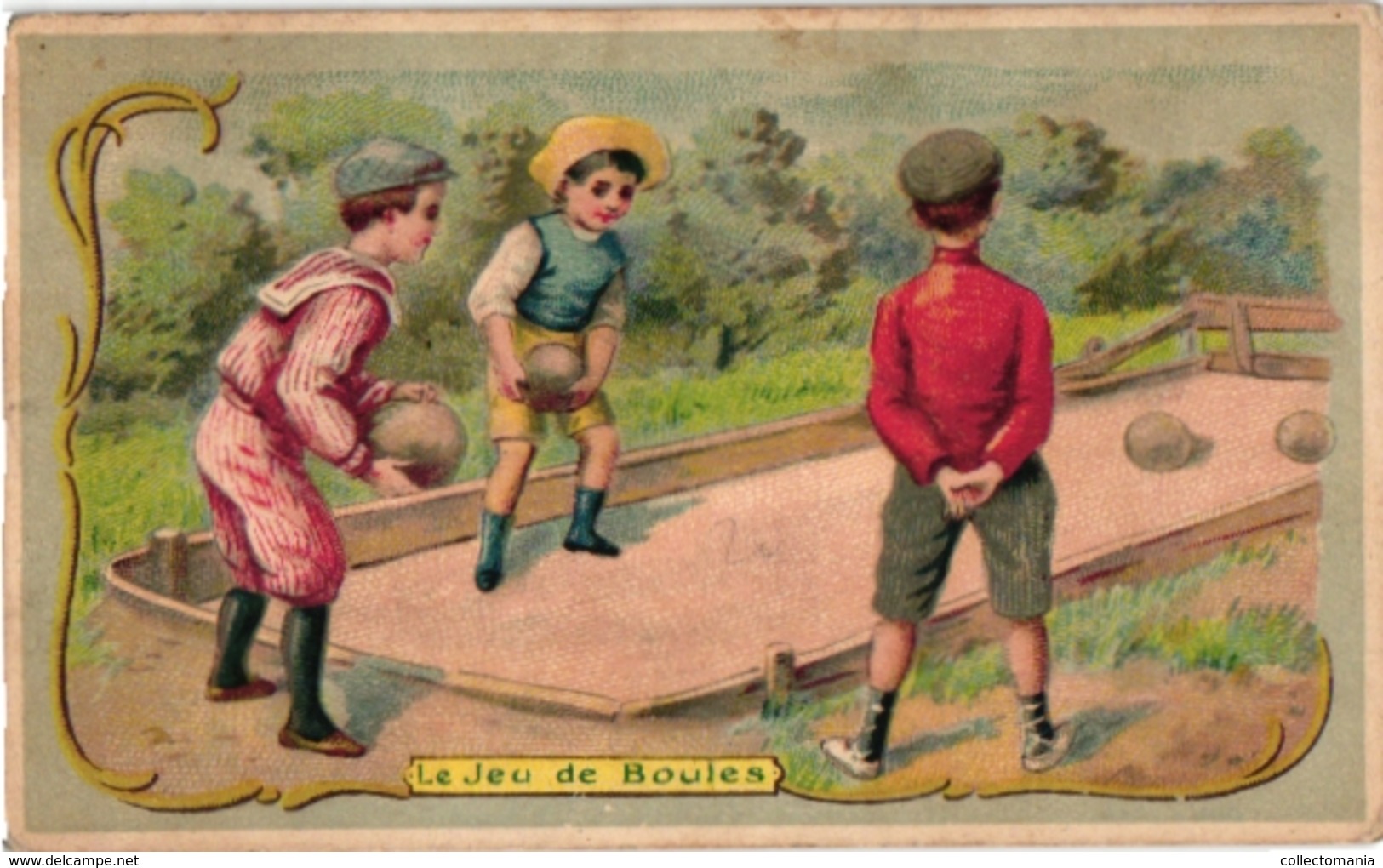 2 Cards C1900 Pub Chocolat GUERIN BOUTRON Imp Vallet &Minot  HEROLD   BOWLING  Jeu De Boules  Litho Sport - Guérin-Boutron