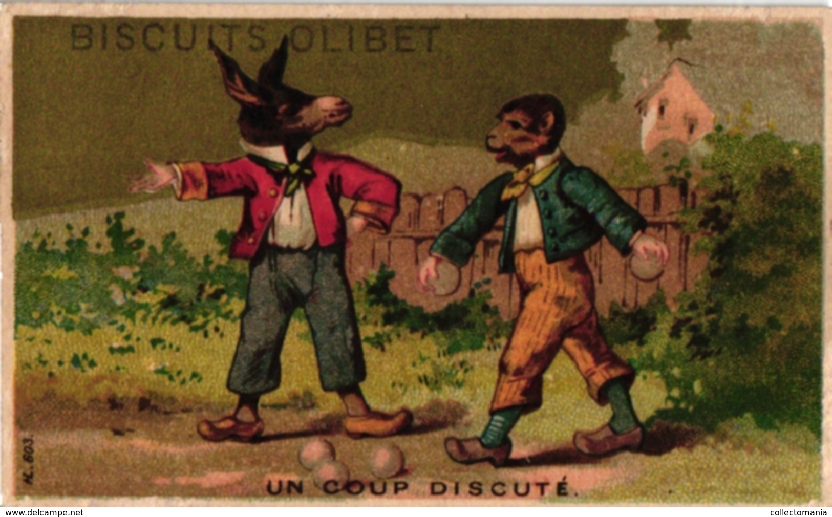 2 Cards C1900 Pub Biscuits Olibet Dressed Animals Antropomorph Saxe Rennes    BOWLING  Jeu De Boules  Litho - Bowling