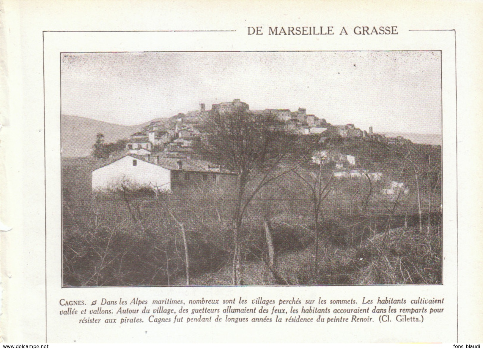 1931 - Iconographie Documentaire - Cagnes-sur-Mer (Alpes-Maritime) - Vue Générale - FRANCO DE PORT - Non Classés