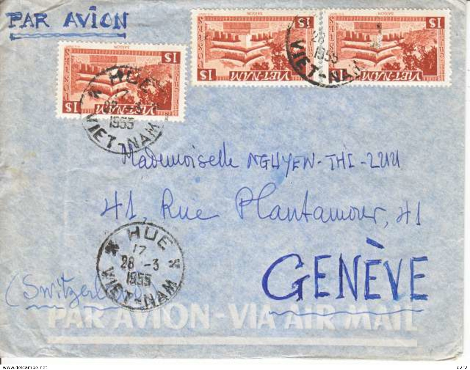 LETTRE DU VIET-NAM (HUE) 1955 POUR LA SUISSE - VOIR AFFRANCHISSEMENT. - Viêt-Nam