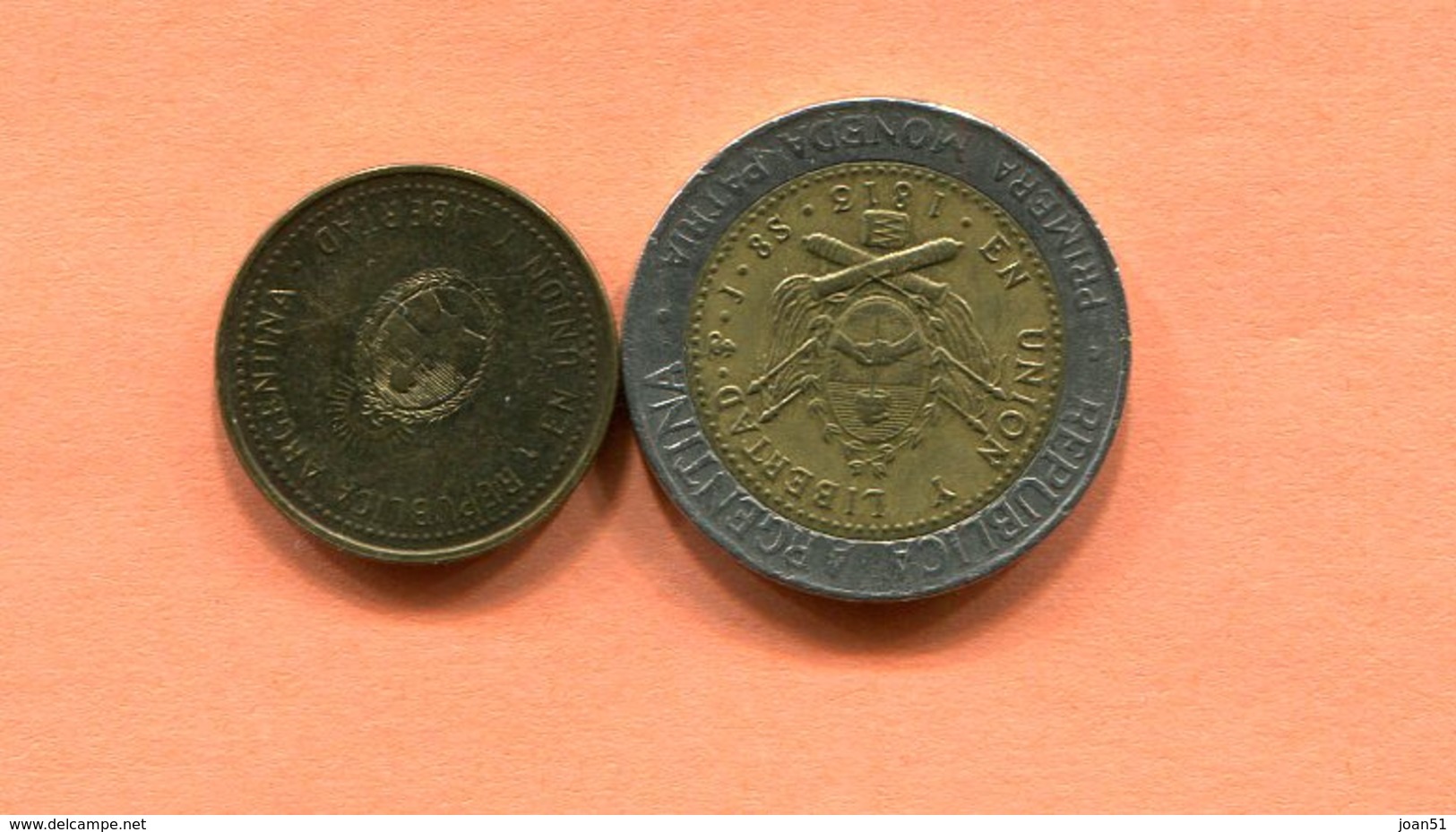 MONNAIES 1 LOT DE 2 PIECES ARGENTINE 10 CENTAVOS  1 PESO - Argentine