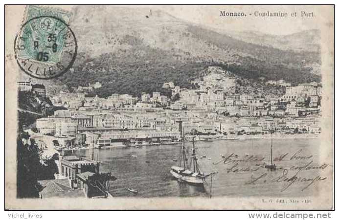 98 - Monaco - Condamine Et Port - Circulé En 1905 - Dos Non Séparé - TBE - La Condamine