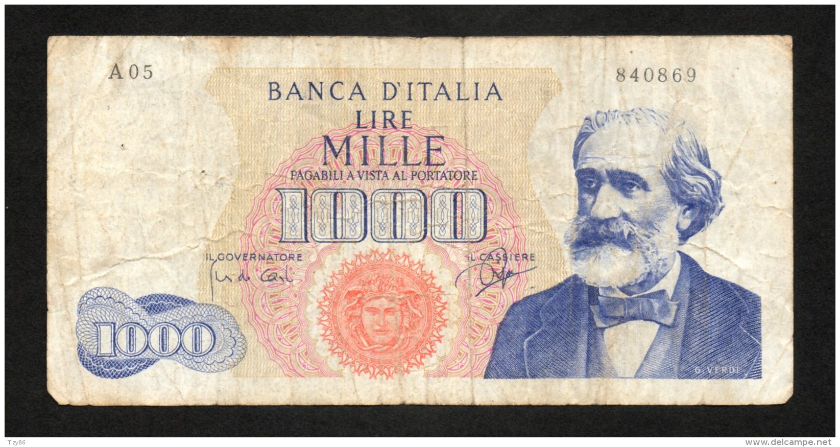 Banconota Italia 1000 Lire Verdi 14/7/1962 Circolata - 1000 Lire