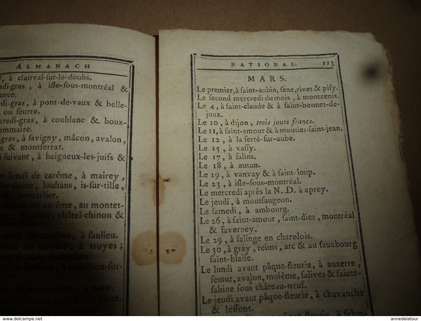 1790 Foires  Duché Et Comté (Bourg En Bresse,Charolais,Lorraine) De Janv.- Fév.- Mars -Avril - Mai- Juin -Juil. -Août - 1701-1800