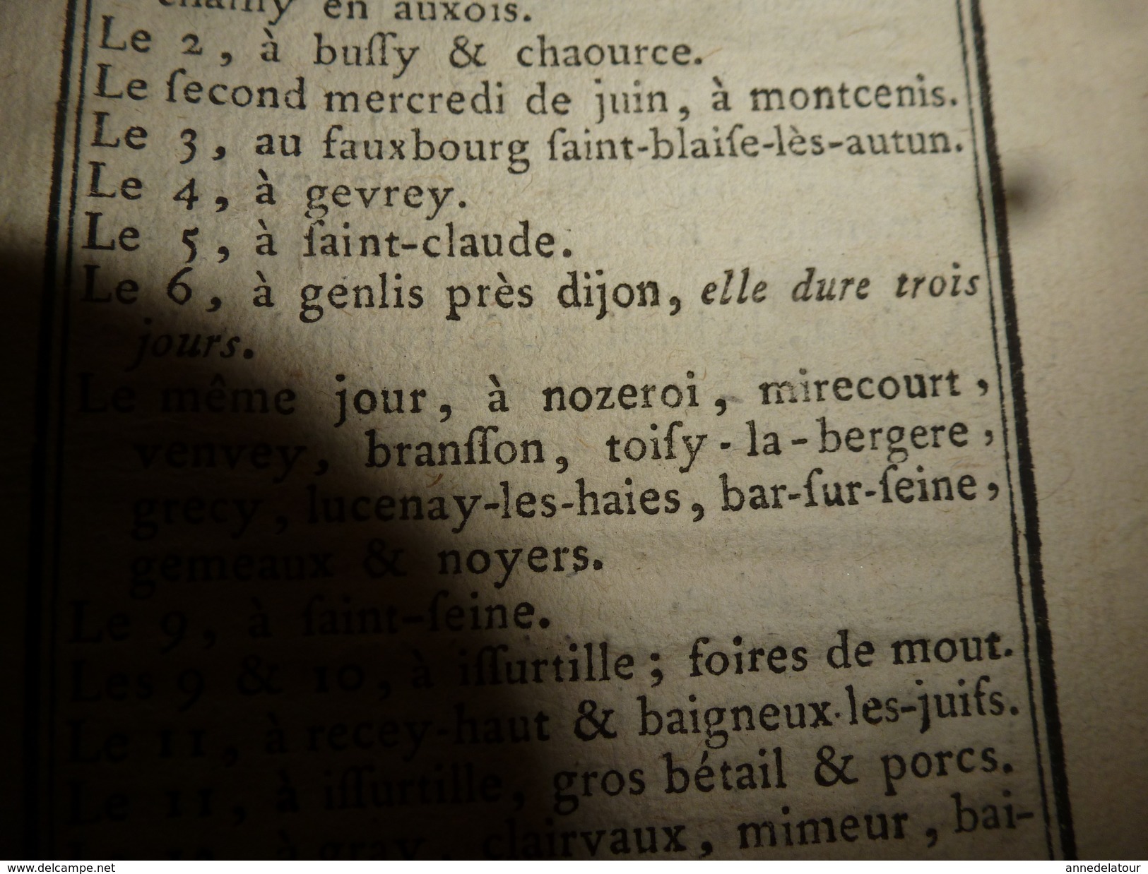 1790 Foires  Duché et Comté (Bourg en Bresse,Charolais,Lorraine) De Janv.- Fév.- Mars -Avril - Mai- Juin -Juil. -Août