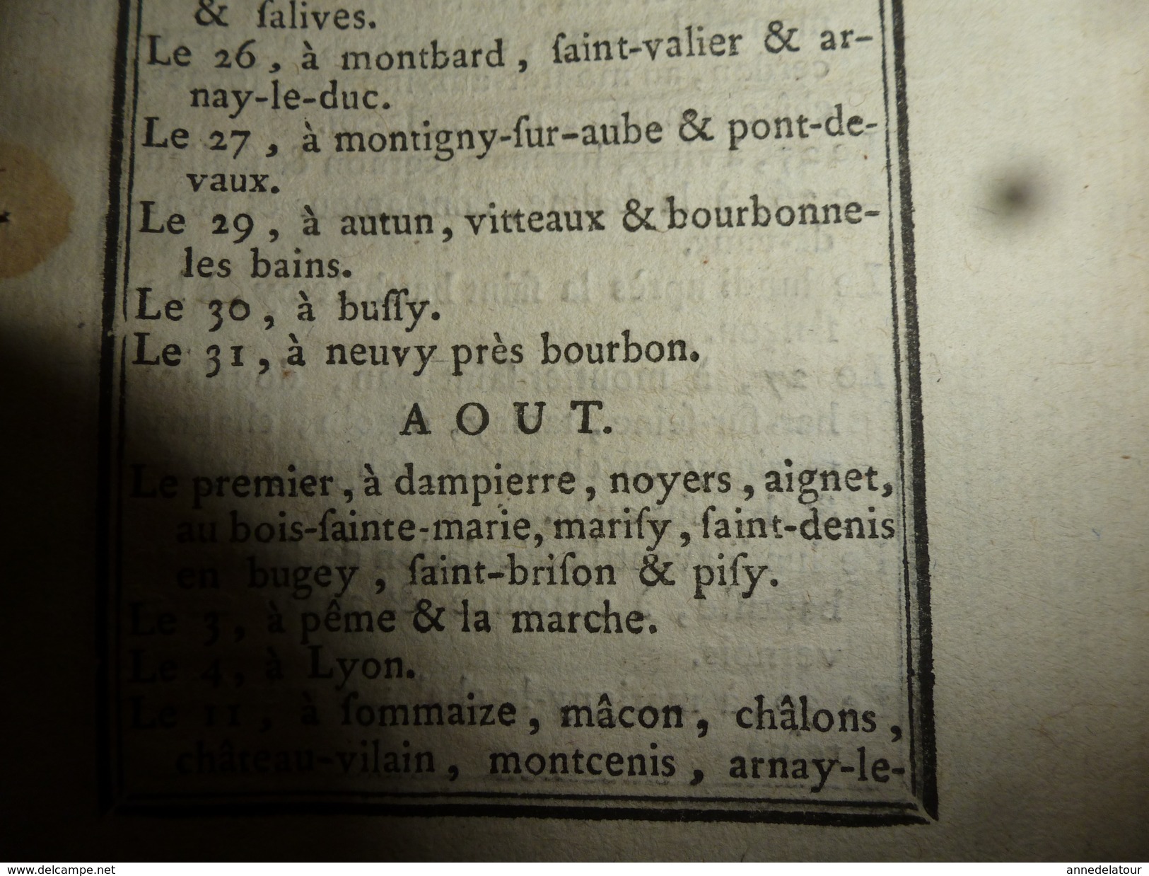 1790 Foires  Duché et Comté (Bourg en Bresse,Charolais,Lorraine) De Janv.- Fév.- Mars -Avril - Mai- Juin -Juil. -Août