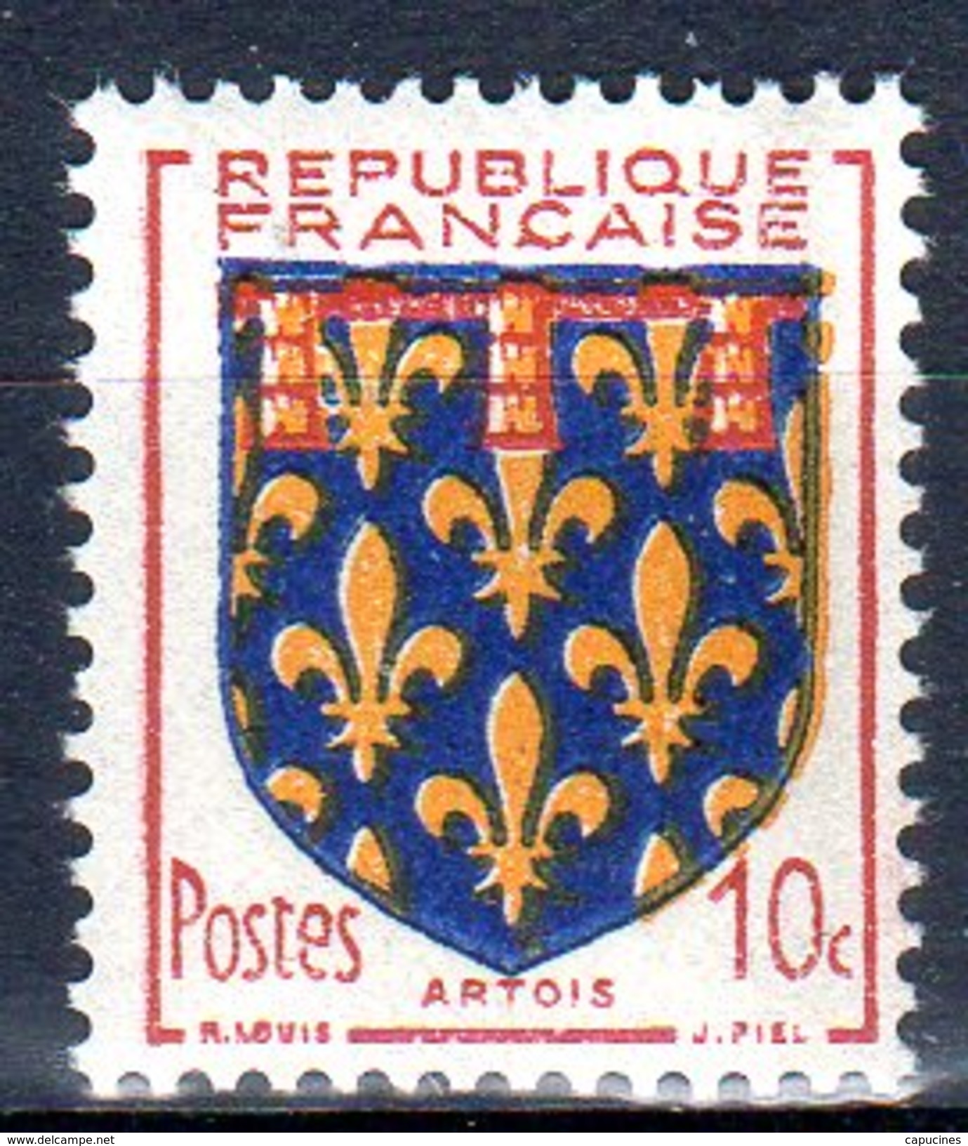 FRANCE 1960 -  Armoiries Des Provinces: 10c Carmin, Outremer Et Noir  (ARTOIS) N° 899** - 1941-66 Armoiries Et Blasons