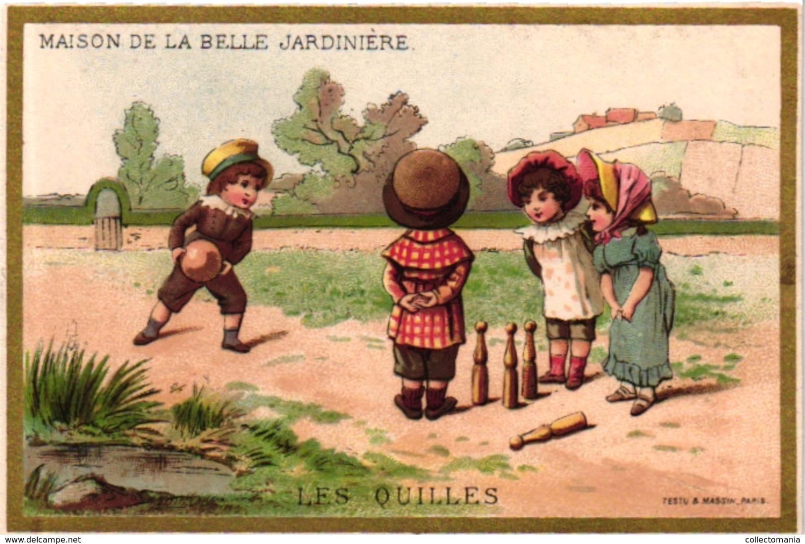 3 Cards C1900 Pub  Arcade St Jean Paris Belle JARDINIERE Imp Testu&Massin   Jeu De Quilles  Kittles  Kegelspel   Litho - Andere & Zonder Classificatie