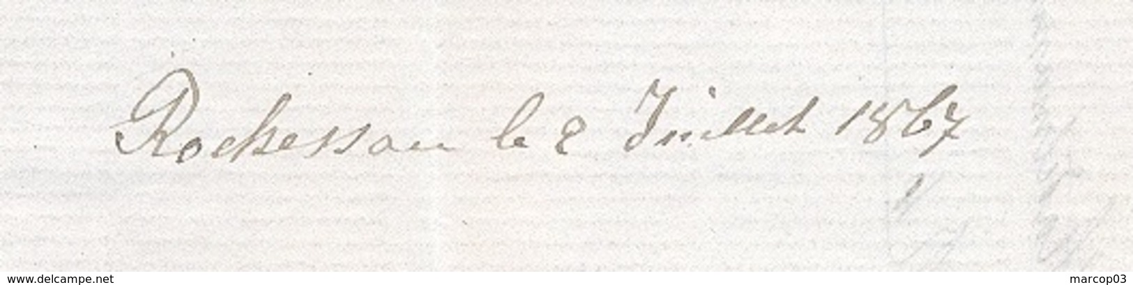 VOGES 88 VAGNEY LAC TAD Type 15 Du 06/07/1867 GC 4063 Sur N° 22 Boite Rurale A = Rochessau  TTB - 1849-1876: Période Classique