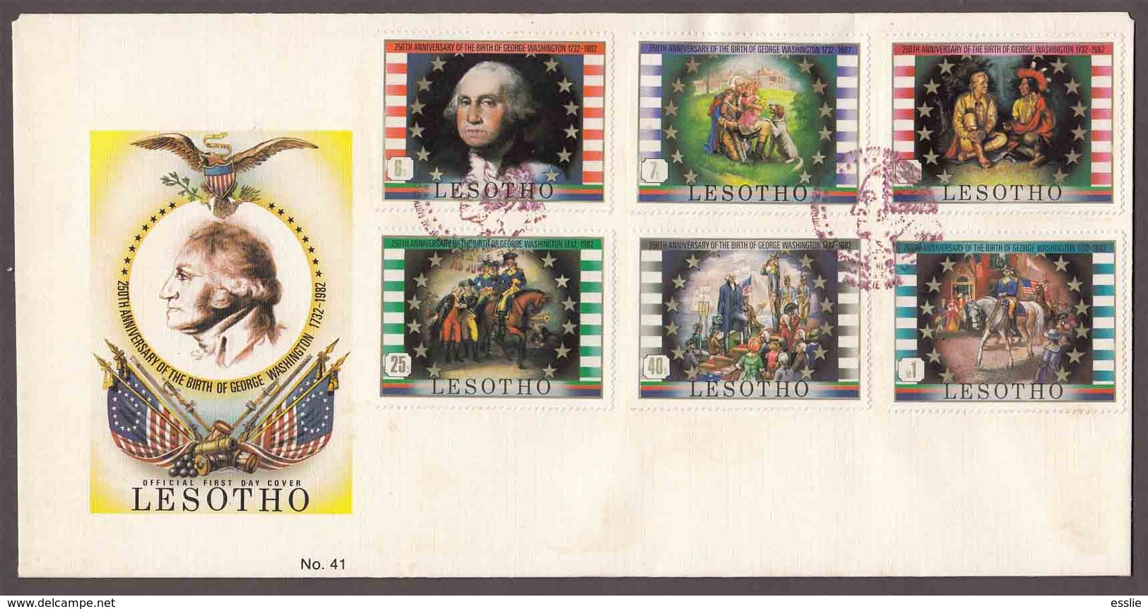 Lesotho - 1982 - George Washington's Birth Bicentenary - Complete Set On FDC - George Washington