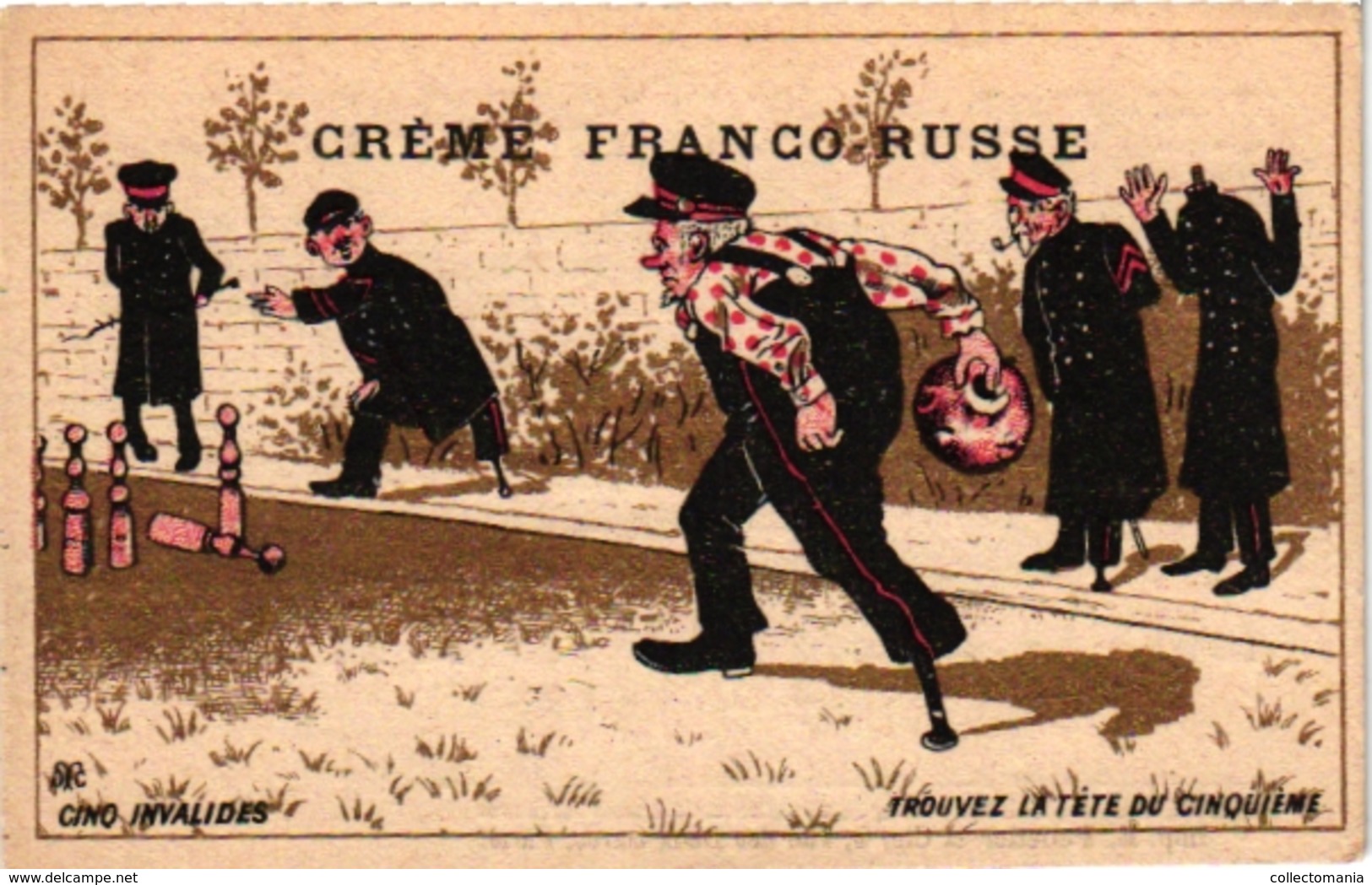 2 Cards C1900 Pub CREME Franco Russe Imp Pelletier Puzzle Bowling Jeu De Boules Chromos Litho RECLAME - Bowling