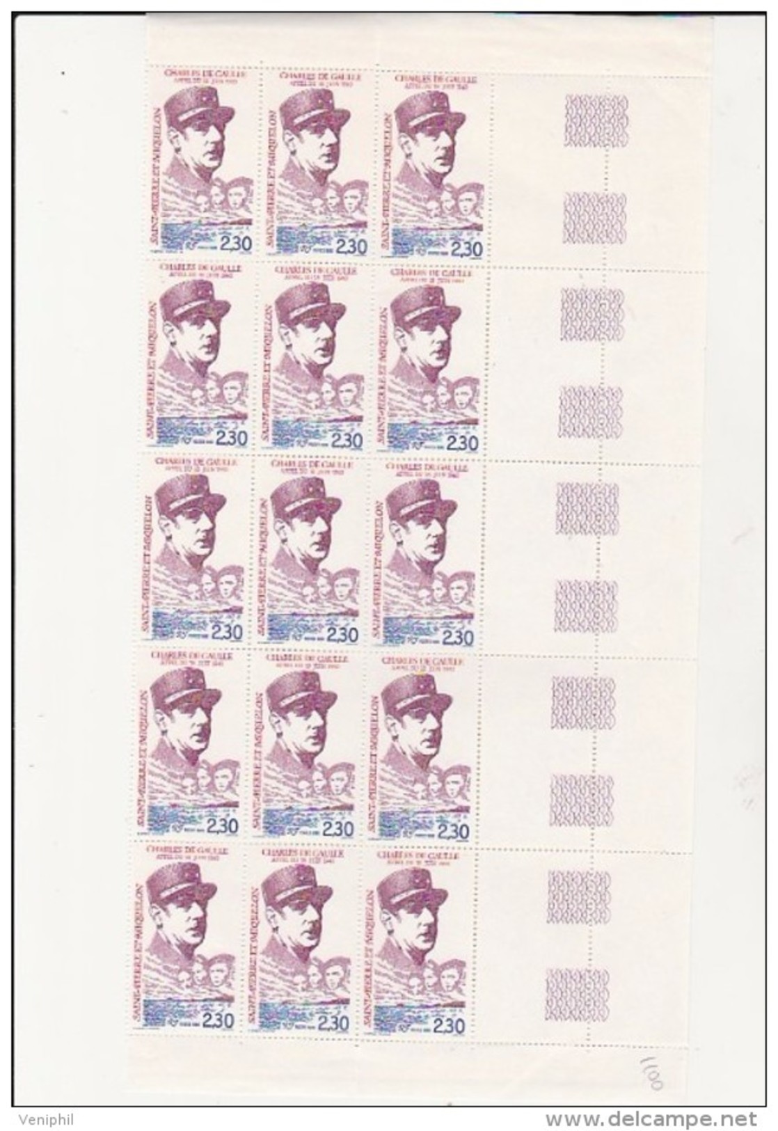 ST PIERRE ET MIQUELON - GENERAL DE GAULLE - N° 532 NEUF XX  15 EXEMPLAIRES -COTE : 16,50 &euro; - Unused Stamps