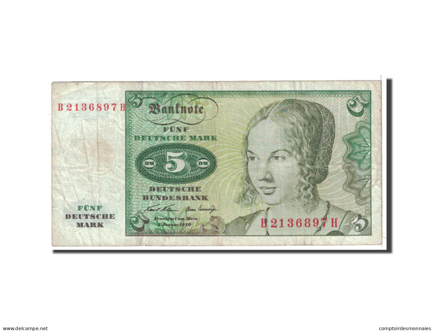 Billet, République Fédérale Allemande, 5 Deutsche Mark, 1970, Undated - 5 Deutsche Mark