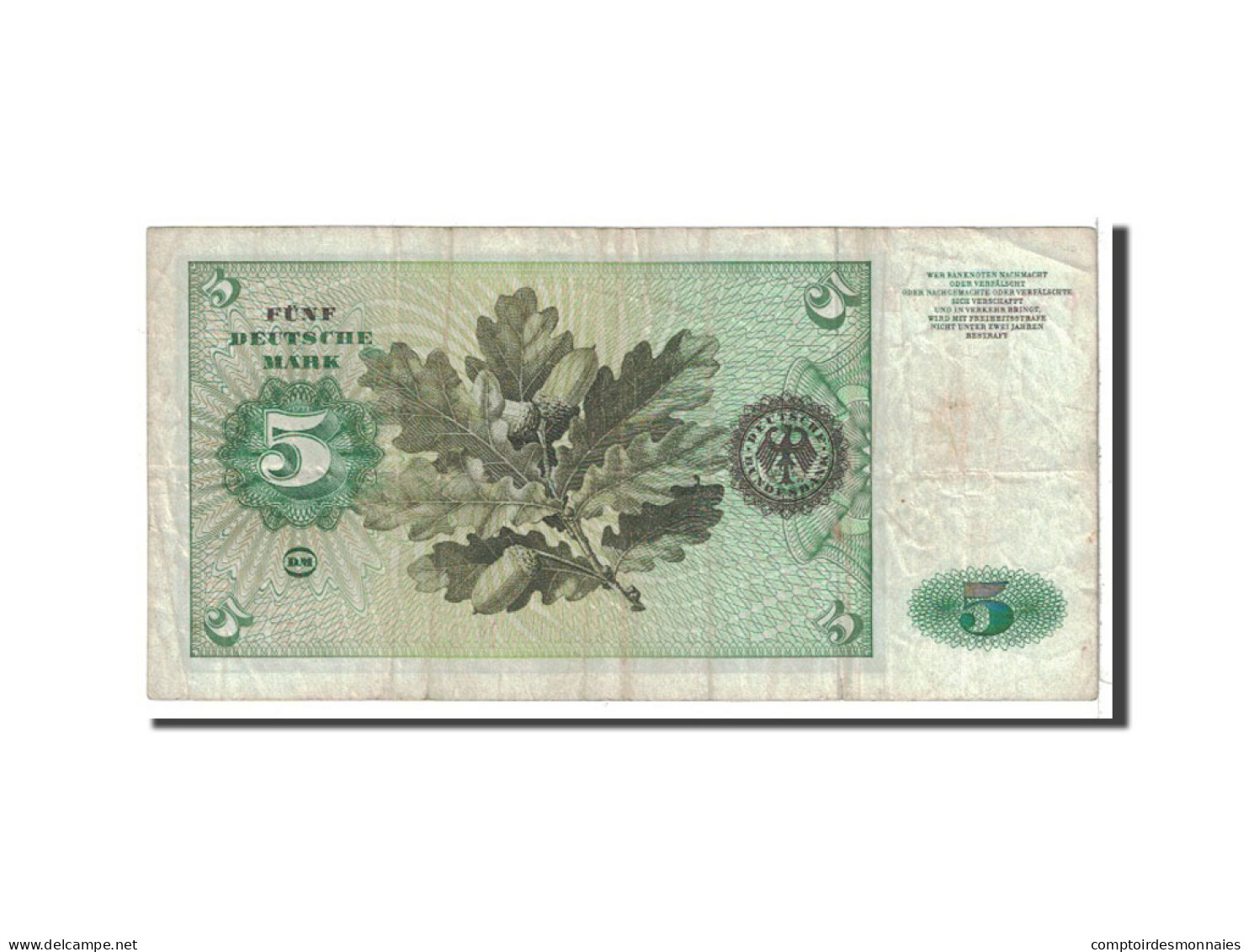 Billet, République Fédérale Allemande, 5 Deutsche Mark, 1970, Undated - 5 Deutsche Mark