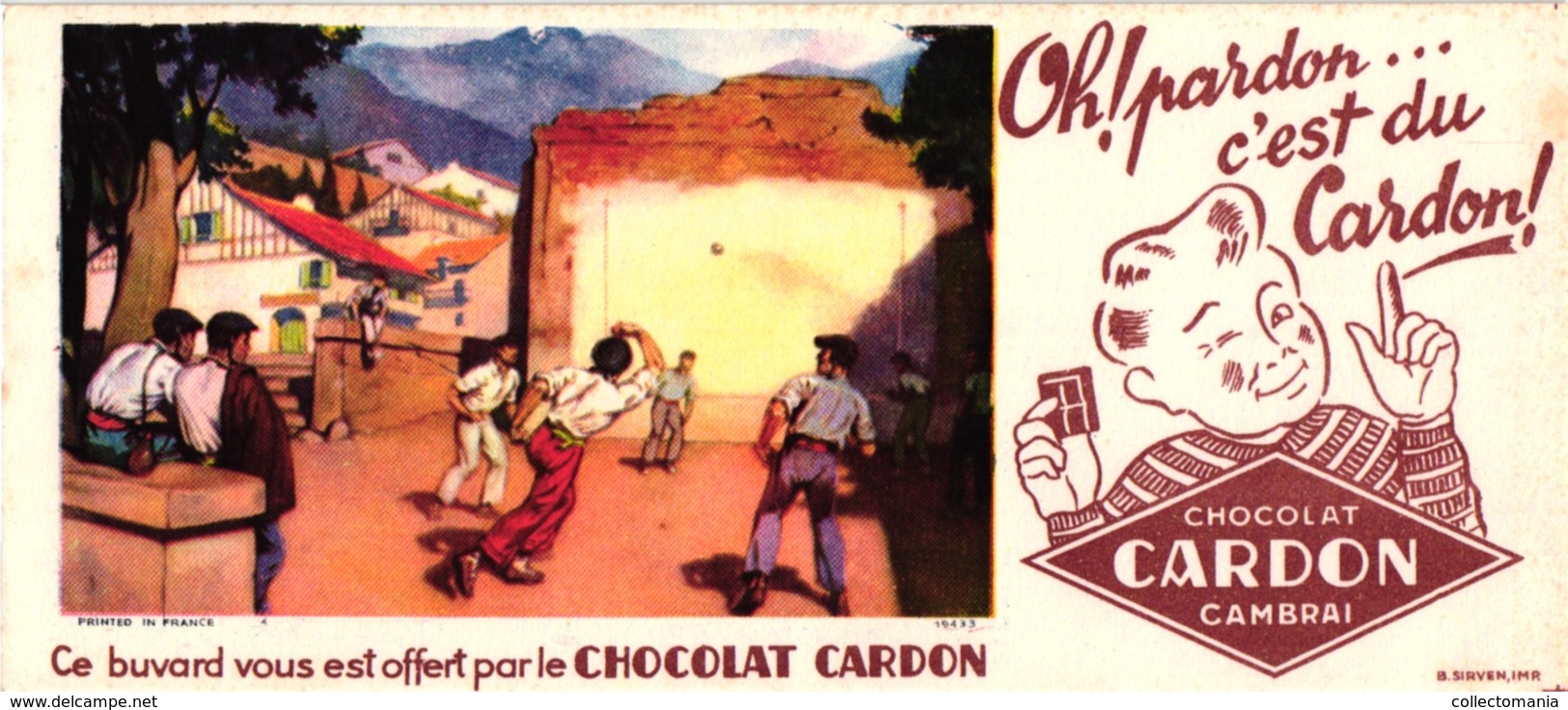 3 Buvards Blotters Pub Mabiscotte Chocolat Cardon Cambrai Impr Serven  Phosphatine FALIERES  Joueur Jeu De Pelote Basque - Otros & Sin Clasificación