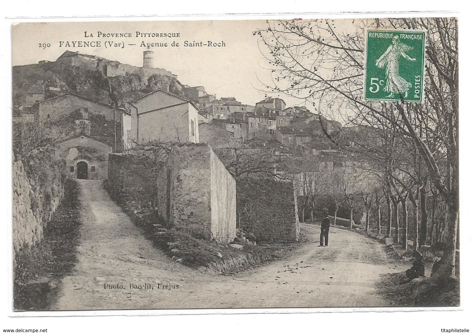 CPA La Provence Pittoresque N°290 Fayence Var Avenue De Saint Roch Petite Animation Dos Divisé Circulée - Fayence