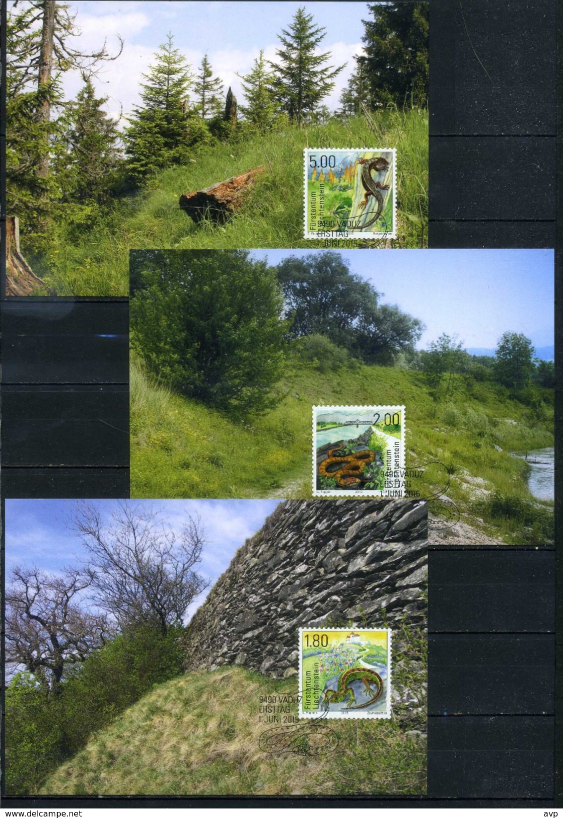 Liechtenstein 2015 Fauna, Reptiles, Snakes, Lizards Maxi Cards - Snakes