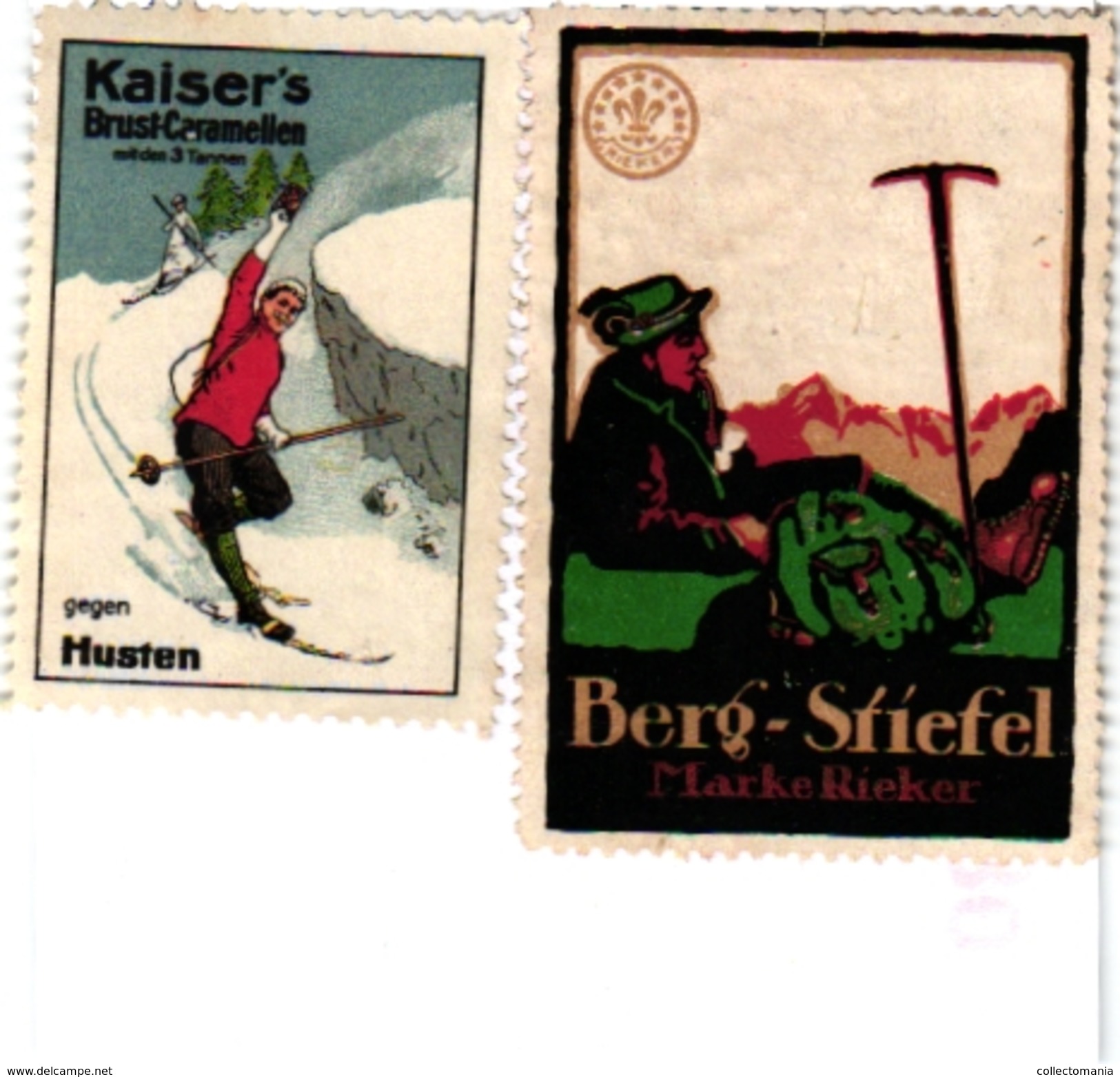 8 Poster Stamp Cinderella Reklame Marke Pub  ALPINISME Mountaineering Skiing Montagne =gebirgte Berg Climbing Klimmen VG - Sports D'hiver