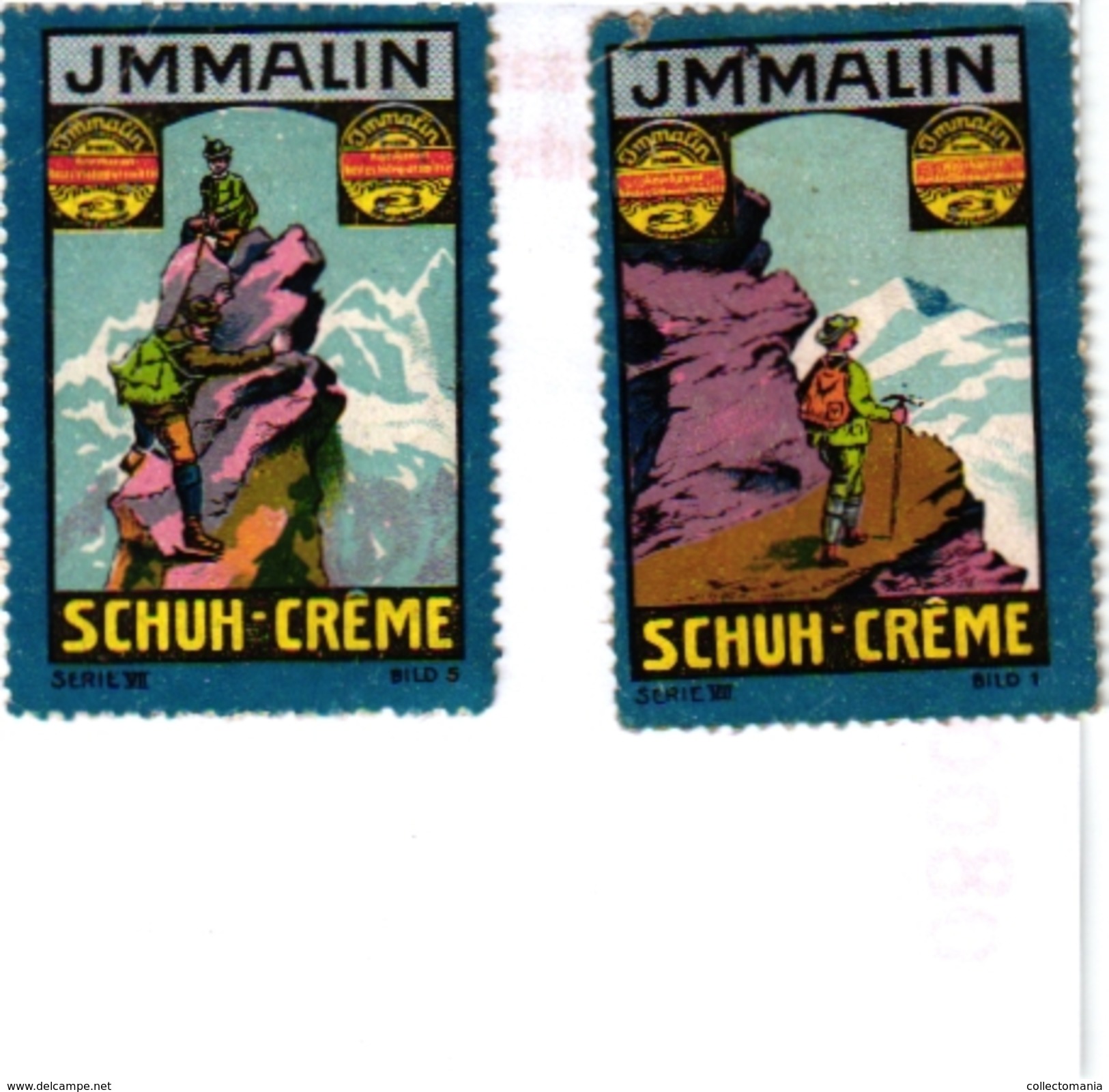 8 Poster Stamp Cinderella Reklame Marke Pub  ALPINISME Mountaineering Skiing Montagne =gebirgte Berg Climbing Klimmen VG - Sports D'hiver