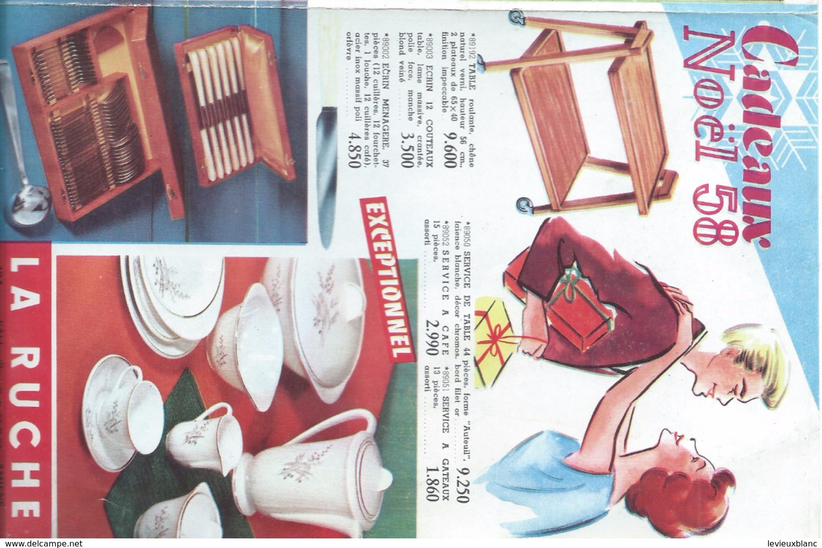 Catalogue/Dépliant / Magasin/ La RUCHE/Cadeaux De Noël/Vaisselle-Montres-Linge-etc/AMIENS/1958      CAT161 - Publicidad