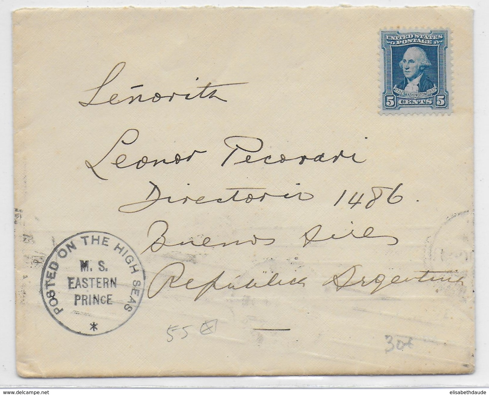 USA - 1932 - ENVELOPPE POSTEE En MER à BORD Du MS EASTERN PRINCE De La DELEGATION OLYMPIQUE ARGENTINE => BUENOS AIRES - Postal History