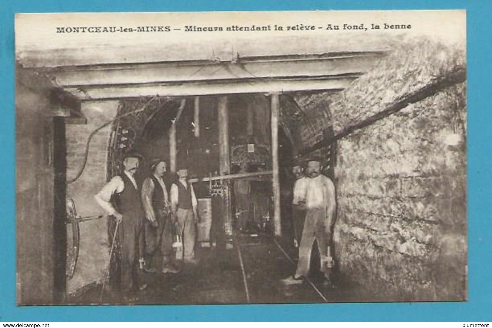 CPA Métier Mineur - Mineurs Attendant La Relève Au Fond, La Benne MONTCEAU LES MINES 71 - Montceau Les Mines