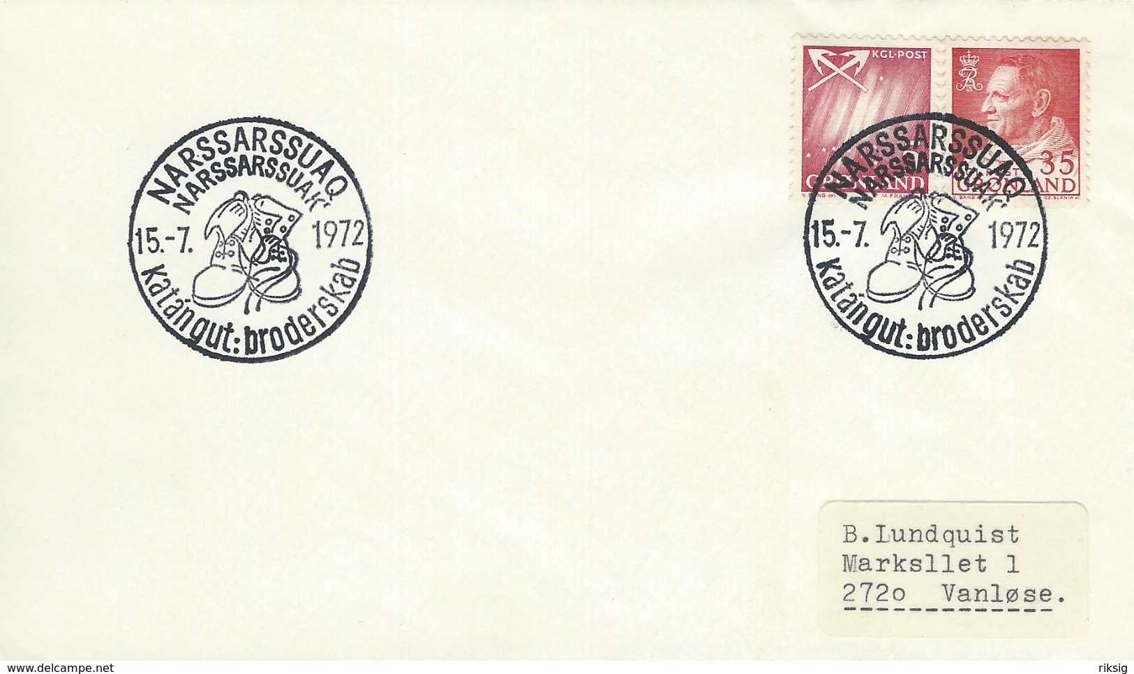 Greenland Postmark  Narssarssuaq  15 - 7 1972    H-1075 - Poststempel