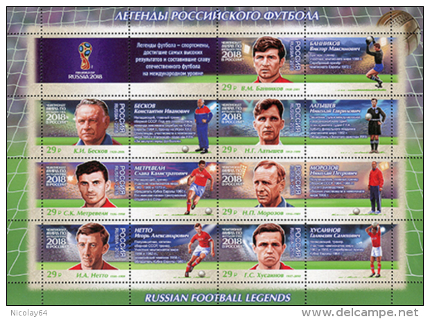 Russia 2016  Soccer - Football WC 2018 Legends Of Russian Football Sheet MNH - 2018 – Russie