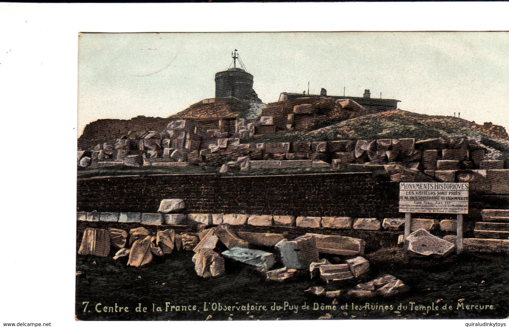 Centre De La France L'Observatoire Du Puy De Dôme Et Les Ruines Du Temple De Mercure Cpa Circulée En 1907 Bon état - Other & Unclassified