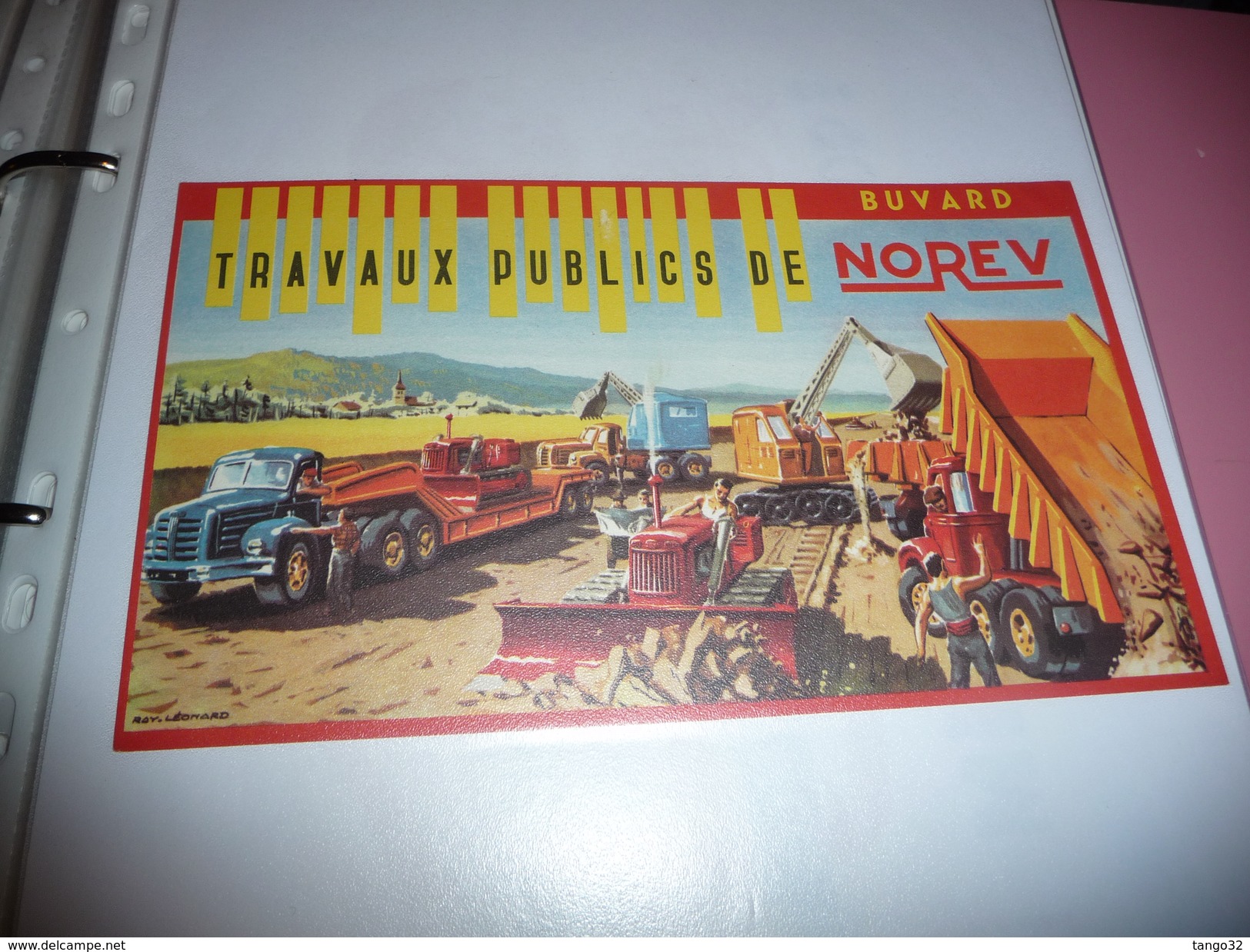 BUVARD Publicitaire  BLOTTING PAPER TRAVAUX PUBLICS CHANTIER NOREV CAMION BENNE PELLETEUSE BULLDOZER - J