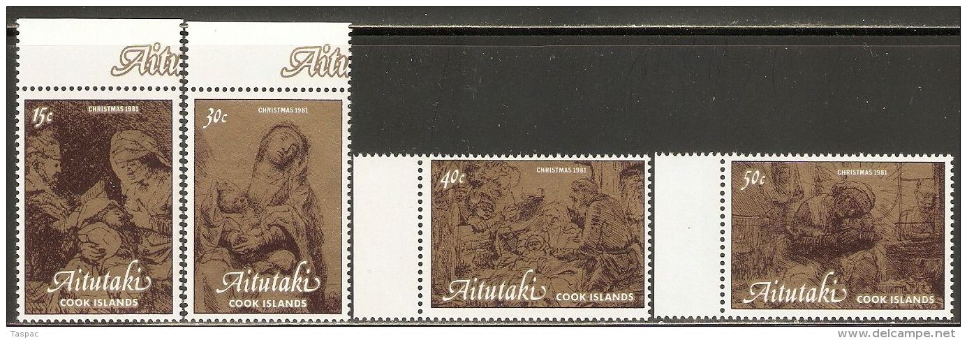 Aitutaki 1981 Mi# 428-431 ** MNH - Christmas / Rembrandt Etchings - Aitutaki