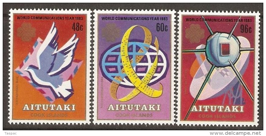 Aitutaki 1983 Mi# 496-498 A ** MNH - World Communications Year / Space - Oceania