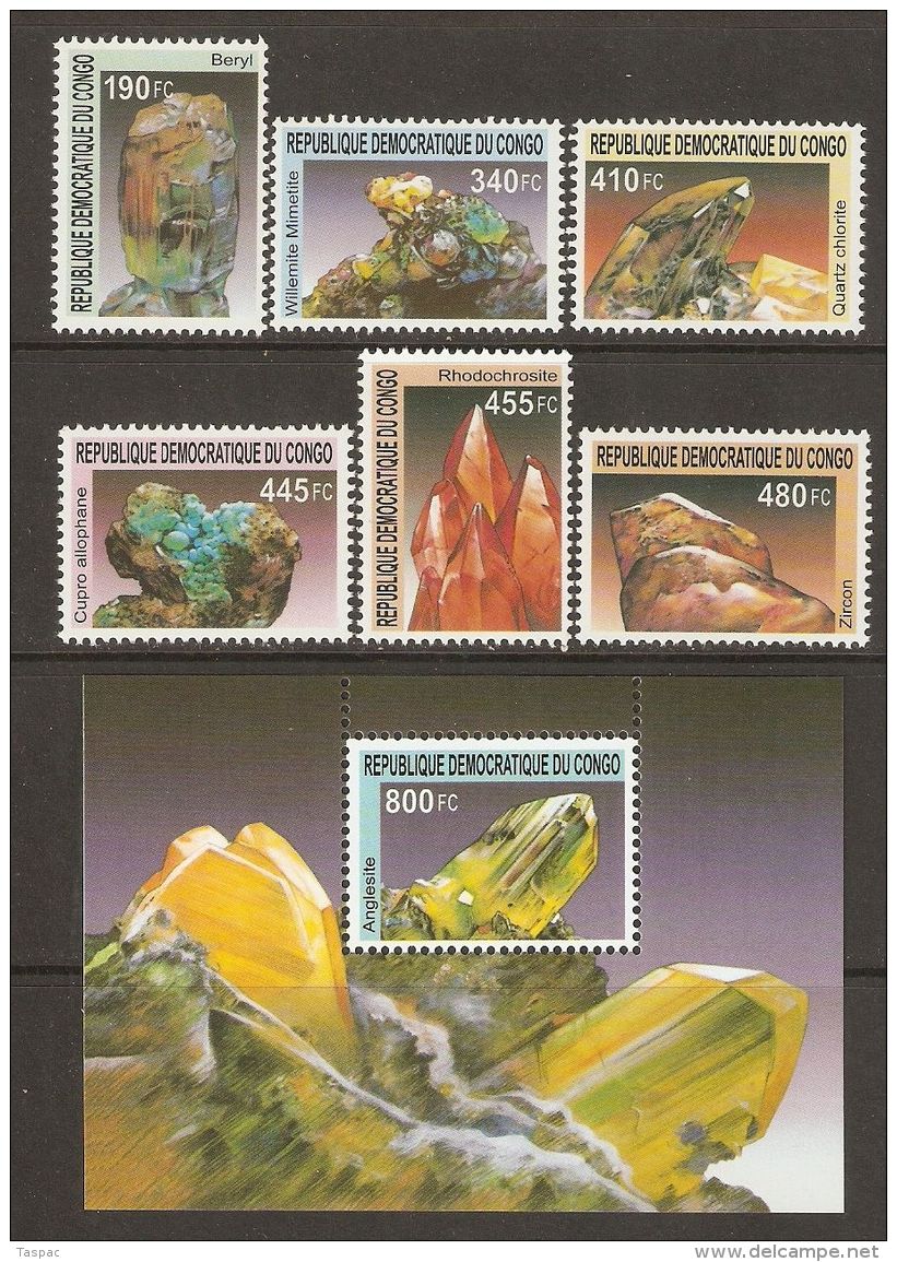 Congo - Kinshasa 2002 Mi# 1713-1718, Block 118 ** MNH - Minerals - Minerals