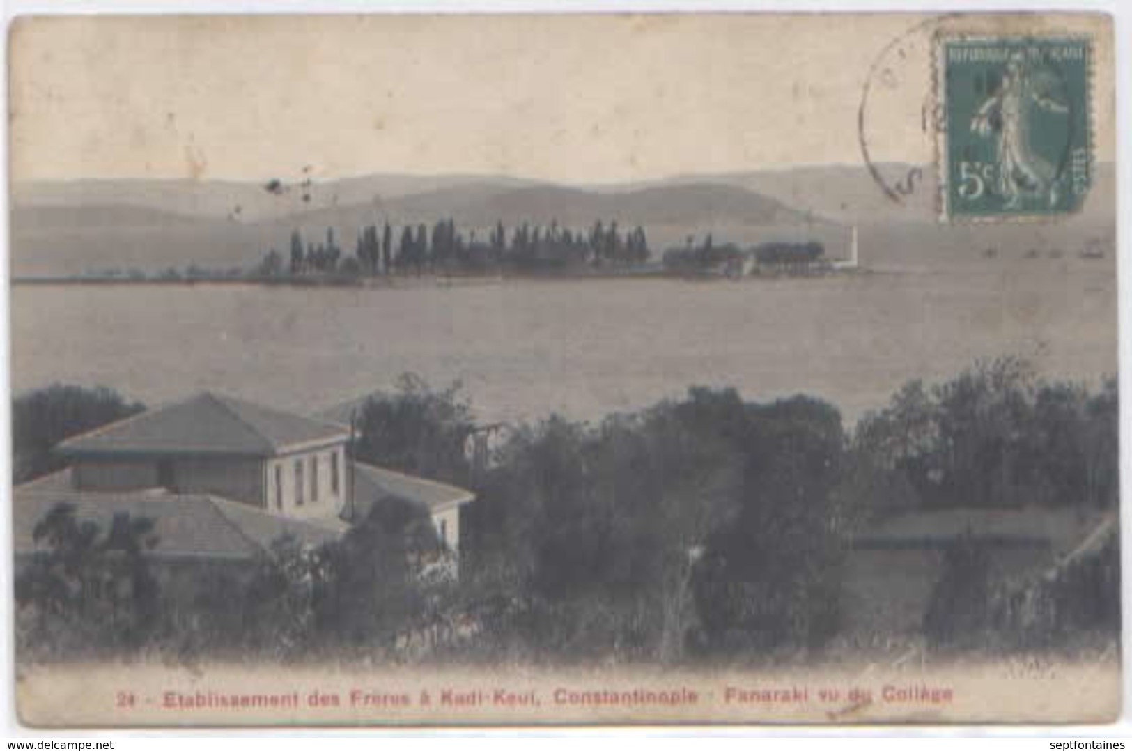 CARTE POSTALE  CONSTANTINOPLE FANARAKI VU DU COLLEGE ETABLISSEMENT DES FRERES KADI-KEUI ED. BREGER N° 24 - Turquie